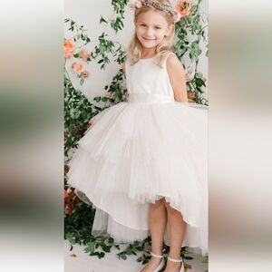 Tip Top Kids White Tulle Flower Girl Dress